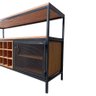 Buffet Aparador de Madeira e Ferro para Garrafas de Vinhos Decoração Industrial Preto e Castanheira - 7