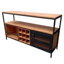 Ver imagem 2 de Buffet Aparador de Madeira e Ferro para Garrafas de Vinhos Decoração Industrial Preto e Castanheira