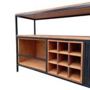 Ver imagem 4 de Buffet Aparador de Madeira e Ferro para Garrafas de Vinhos Decoração Industrial Preto e Castanheira