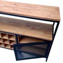 Ver imagem 3 de Buffet Aparador de Madeira e Ferro para Garrafas de Vinhos Decoração Industrial Preto e Castanheira