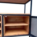 Ver imagem 6 de Buffet Aparador de Madeira e Ferro para Garrafas de Vinhos Decoração Industrial Preto e Castanheira