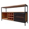 Buffet Aparador de Madeira e Ferro para Garrafas de Vinhos Decoração Industrial Preto e Castanheira - 9