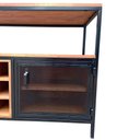 Ver imagem 5 de Buffet Aparador de Madeira e Ferro para Garrafas de Vinhos Decoração Industrial Preto e Castanheira