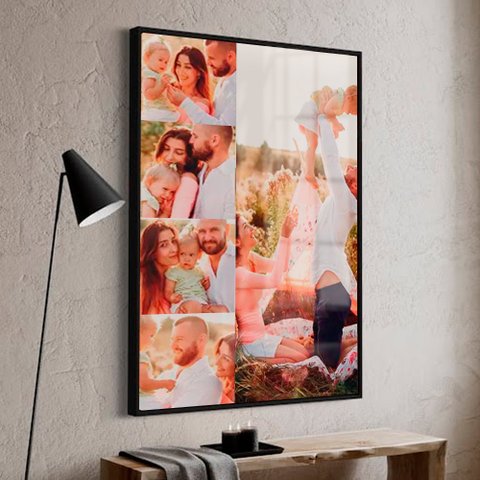 Quadro Personalizado Multifotos Família em Moldura Caixa Tacolado Moldura Trad 1cm Preta com Vidro 4