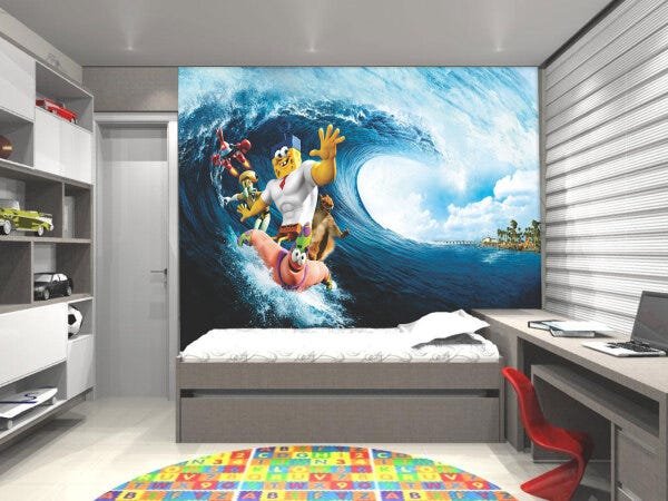 Papel de Parede para Quarto Bob Esponja 0002 - 1m | MadeiraMadeira