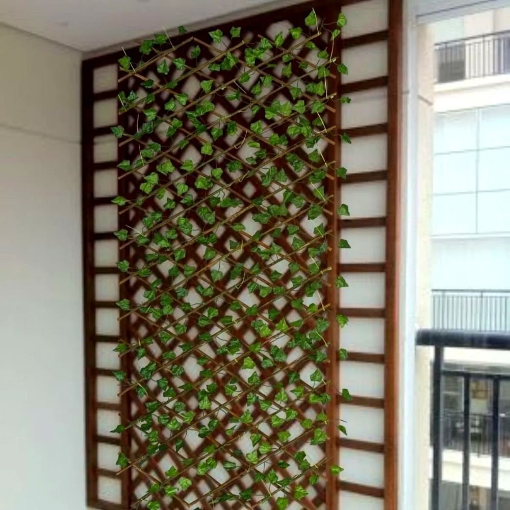 Muro Inglês Treliça Decorativa com Folha de Hera Artificial - 10