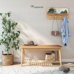 Banco Sapateira com Prateleira Ripada Liva 100 Cm Tauari Courino Caramelo - 6