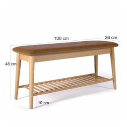 Banco Sapateira com Prateleira Ripada Liva 100 Cm Tauari Courino Caramelo - 5