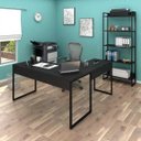 Ver imagem 2 de Mesa em L e Estante para Escritório Studio Industrial M18 Preto – Mpozenato