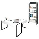 Ver imagem 1 de Mesa em L e Estante para Escritório Studio Industrial M18 Branco – Mpozenato