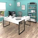 Ver imagem 2 de Mesa em L e Estante para Escritório Studio Industrial M18 Branco – Mpozenato