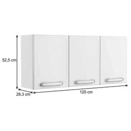 Armário Aéreo 7008 e Balcão Gabinete Pia Inox 120cm 7022 Evidence Branco - Bertolini - 7