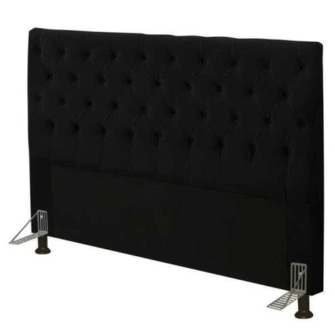Cabeceira Cama Box Casal 140cm Cristal Suede Preto - JS Móveis