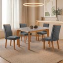 Ver imagem 2 de Mesa de Jantar Liz 120cm Tampo Mdf Vidro Canto Copo com 4 Cadeiras Lira