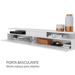 Rack Suspenso com Prateleira Papel de Parede e Suporte para Tv Até 80 Pol. Branco/Concreto - Amo Mor - 3