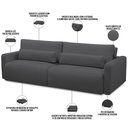 Ver imagem 4 de Sofá Retrátil Reclinável para Sala de Estar Living 210cm Sevilha F04 Bouclê Grafite - Lyam Decor