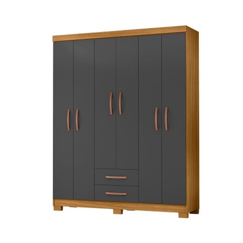 Roupeiro 149cm 6 Portas 2 Gavetas sem Espelho - Ssx Multicoisas