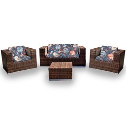 Conjunto Bora Bora - 1 Sofá 2 Lugares + 2 Poltronas + 1 Mesa de Centro - Malta - 1