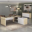 Ver imagem 2 de Mesa Escritório em L e Balcão 2 Portas 3 Gavetas Corp A06 Carvalho/branco - Mpozenato