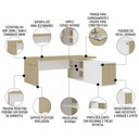 Ver imagem 3 de Mesa Escritório em L e Balcão 2 Portas 3 Gavetas Corp A06 Carvalho/branco - Mpozenato