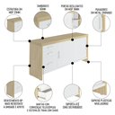 Ver imagem 5 de Mesa Escritório em L e Balcão 2 Portas 3 Gavetas Corp A06 Carvalho/branco - Mpozenato