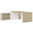 Ver mais imagens de Mesa Escritório em L e Balcão 2 Portas 3 Gavetas Corp A06 Carvalho/branco - Mpozenato