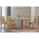 Ver imagem 1 de Conjunto: Mesa de Cozinha Pietã¡ Curvo 180cm + 6 Cadeiras Dakota Madeira Naturale/off White -