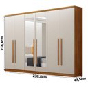 Ver imagem 2 de Guarda Roupa Casal Bristol 6 Portas 8 Gavetas com Espelho Cinamomo Fendi - Novo Horizonte