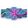 Quadro Decorativo Flor Simétrica Ciano 129x61Cm 5 Peças - 1