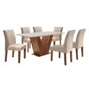 Ver imagem 4 de Conjunto Mesa de Jantar com 6 Cadeiras em MDF e Tampo de Vidro Casuá Espanha Chocolate/Off White