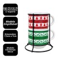 Ver imagem 4 de Kit 2 Xícaras Natalinas Porcelana 200ml Empilháveis com Suporte Christmas - Mundial Casa