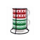 Ver imagem 5 de Kit 2 Xícaras Natalinas Porcelana 200ml Empilháveis com Suporte Christmas - Mundial Casa