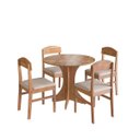 Ver imagem 2 de Conjunto Mesa Jantar Redonda 80cm 4 Cadeiras Madeira Maciça Capri Amêndoa Cbmjrc80