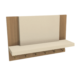 Porta Chaves e Acessórios Mdf Branco e Amadeirado - 3