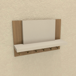Porta Chaves e Acessórios Mdf Branco e Amadeirado - 2