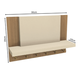 Porta Chaves e Acessórios Mdf Branco e Amadeirado - 4
