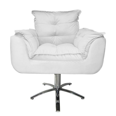Poltrona Decorativa Opalla Pés Giratório Metal Suede Branco - DS Estofados