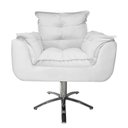 Ver imagem 1 de Poltrona Decorativa Opalla Pés Giratório Metal Suede Branco - DS Estofados