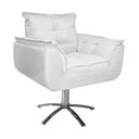 Ver imagem 2 de Poltrona Decorativa Opalla Pés Giratório Metal Suede Branco - DS Estofados