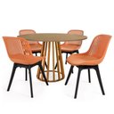 Ver imagem 1 de Conjunto Mesa de Jantar Redonda Talia Amadeirada Natural 120cm com 4 Cadeiras Design Marcela -