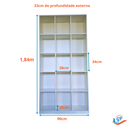 Ver imagem 6 de Armário Colmeia Livreiro Multiuso com 15 Nichos Prateleira Casa Quarto Sala Lojas Expositor Branco