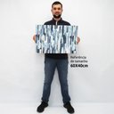 Ver imagem 2 de Quadro Decorativo em Canvas Abstrato Listras Multicoloridas e Azuladas TaColado Moldura Flutuante 4,