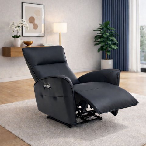Poltrona do Papai Reclinável Elétrica Vegas com Massagem Aquecimento Entrada USB/USB-C PU Preto G94