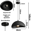 Ver imagem 6 de Lustre Pendente 40cm Luminária Japonesa Wabi-sabi Orgânico Cogumelo Concreto Gimpo Ltj40-preto-b