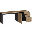 Ver imagem 6 de Mesa para Escritório em L com Balcão 1 Porta 3 Gavetas Idea A03 Nogal Sevilha Preto - Lyam Decor