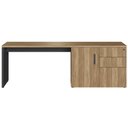 Ver imagem 5 de Mesa para Escritório em L com Balcão 1 Porta 3 Gavetas Idea A03 Nogal Sevilha Preto - Lyam Decor