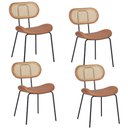 Ver imagem 1 de Cadeiras de Jantar Estofadas C/ Encosto em Tela 4 Unidades Cor:caramelo com Preto
