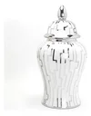 Ver imagem 1 de Vaso Decorativo Porcelana Chinesa Branco Prateado 37x17