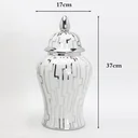 Ver imagem 7 de Vaso Decorativo Porcelana Chinesa Branco Prateado 37x17