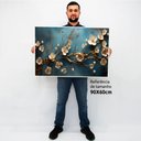Ver imagem 2 de Quadro Decorativo Floral Luxo Hortências em Moldura Caixa TaColado Moldura Caixa Alta 4,5cm Madeira